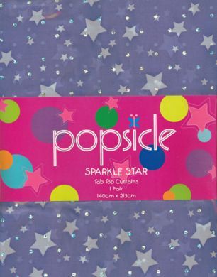 SPARKLE STAR Tab Top Curtains 2x140x213cm PURPLE