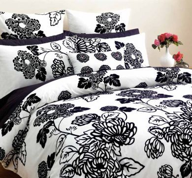 DECO Black and White Double Quilt Cover Set ANNABELLE with Euros