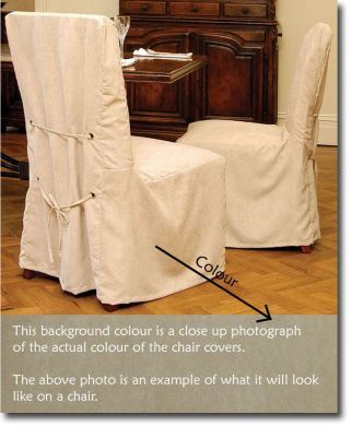 Chair covers NATURAL faux suede long length PAIR