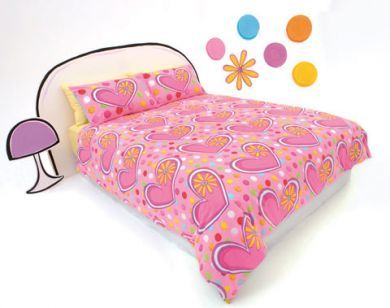 HAPPY HOUSE PINK QUEEN QUILT COVER SET CONFETTI LOVE and 2 Throw Cushions
