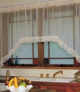 Lace Curtain Jardiniere Cafe WHITE 225x137cm Shabby Chic