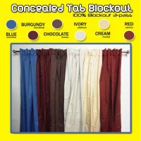 Ready made blockout curtains Concealed Tab Top Pair Blue Burgundy Chocolate Ivory Cream Red - colours