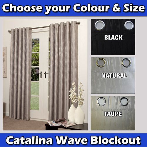 Blockout Eyelet Curtains Catalina Wave- Please choose your colour and size