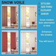 Snow Voile Eyelet Curtains 2x140x220cm pair white ivory red chocolate Sheer Pair