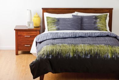 DECO CARTEL Queen Bed Quilt Cover Set Charcoal Grey Green Black