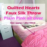 QUILTED HEARTS pink FAUX SILK throw 130x150cm NEW
