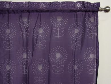 Purple Sheer Rod Pocket Curtain 1x140x213cm Ibiza Flower design - Great for girls room