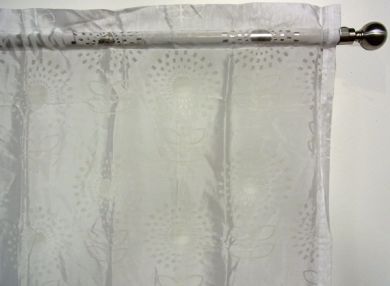 White Sheer Rod Pocket Curtain 1x140x213cm Ibiza Flower design - Great for girls room