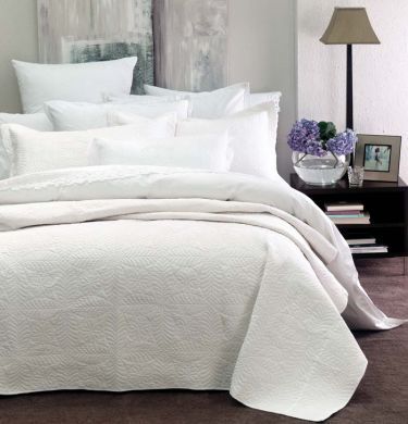 Monaco Coverlet Queen King WHITE by Linen House New