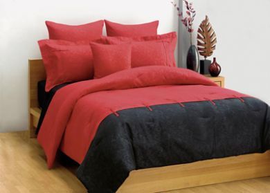 DECO King bed quilt cover set VALERY black red New