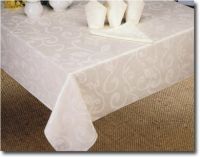WHITE Table Cloth 145cm x 210cm OBLONG swirl SEATS 6-8 New